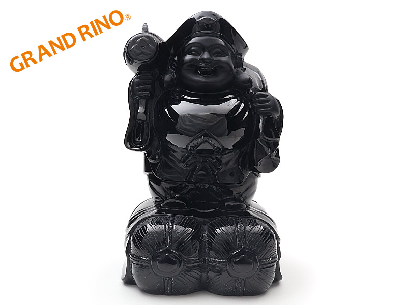 ブラックオブシディアン   大黒天様 彫り物 (箱付)  1 W112XH185XD110MM 2.50 KG 2227