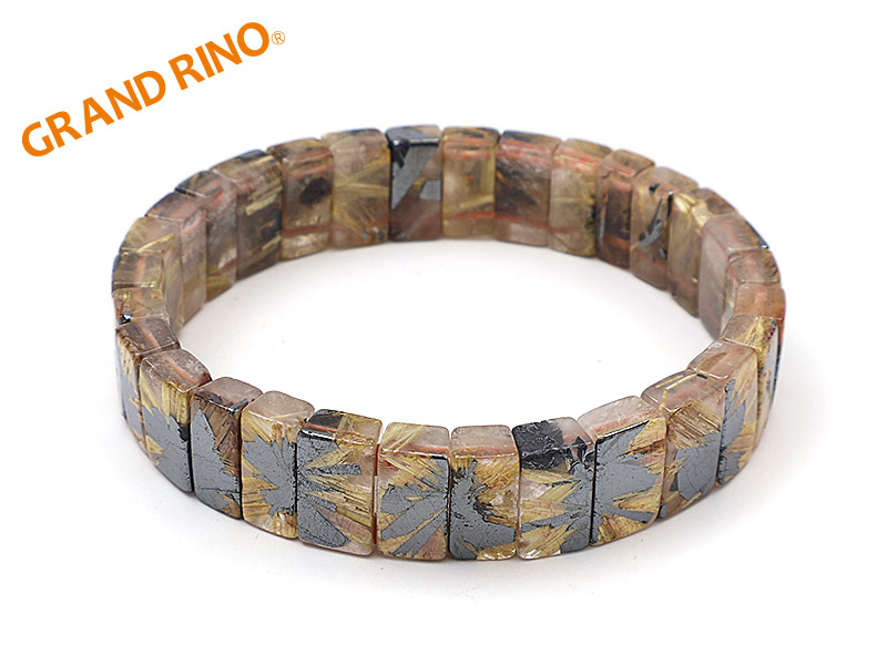 スタールチルクォーツ(ルチルサン)  7A バングル型 ブレス    5-7X12-13MMX31玉 34.00 GM 2229/*1