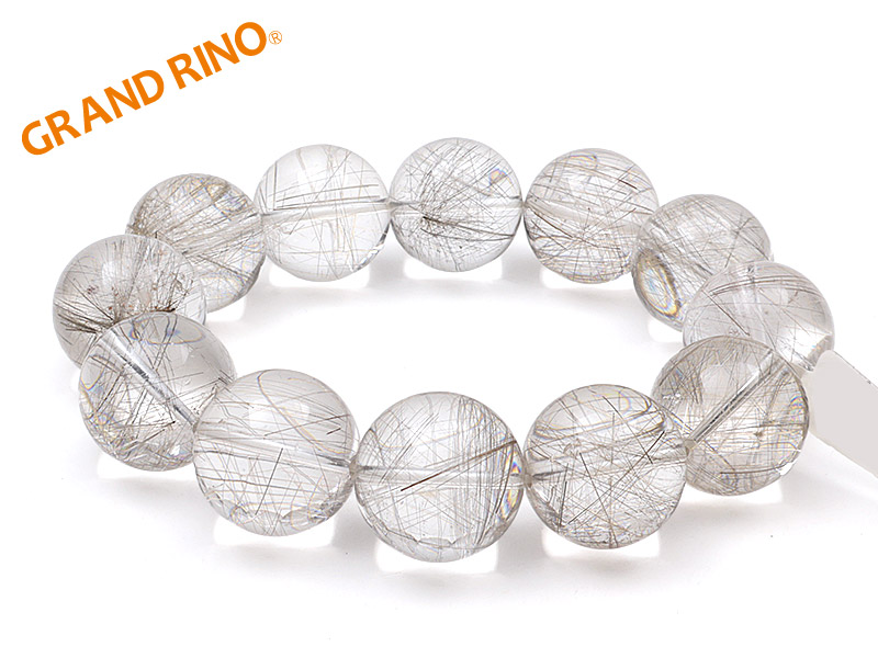 シルバールチルクォーツ  4A  ブレス    19MMX12玉 118.00 GM 0277/#11